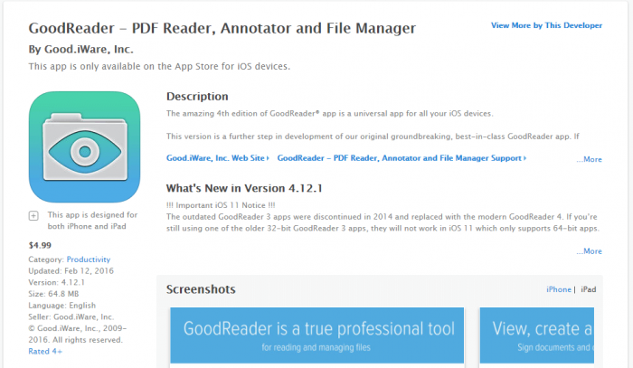 Download GoodReader for iPad