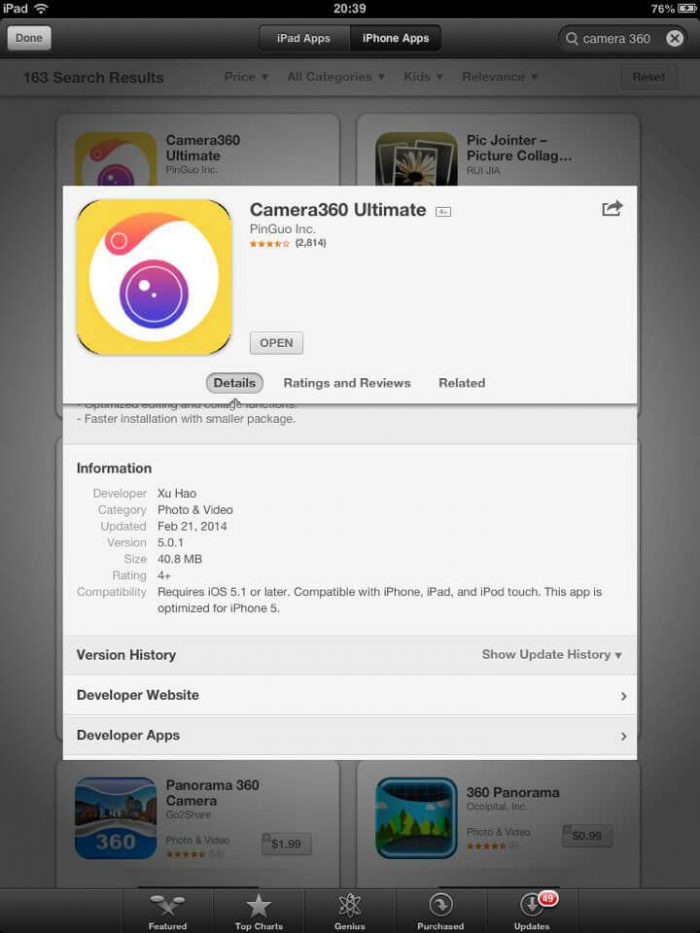 Download Camera 360 for iPad