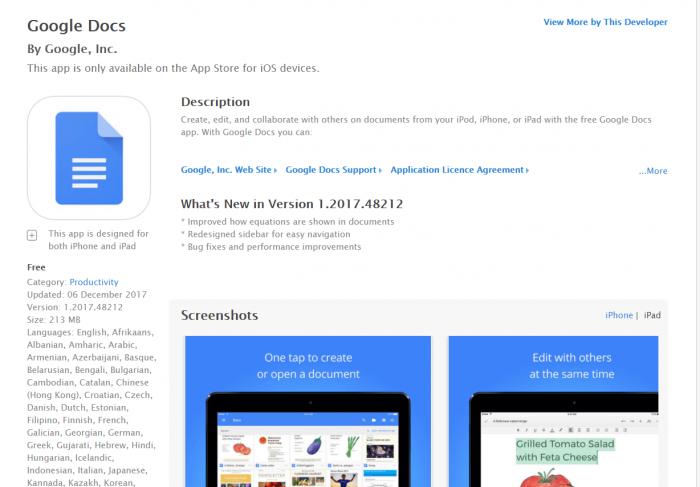 Download Google Docs for iPad