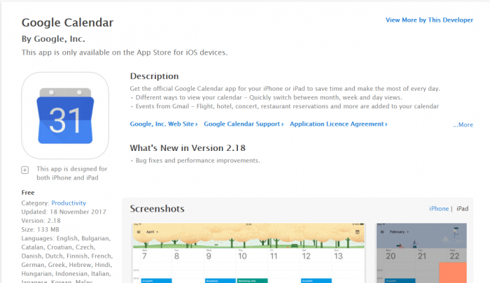 Download Google Calendar for iPad