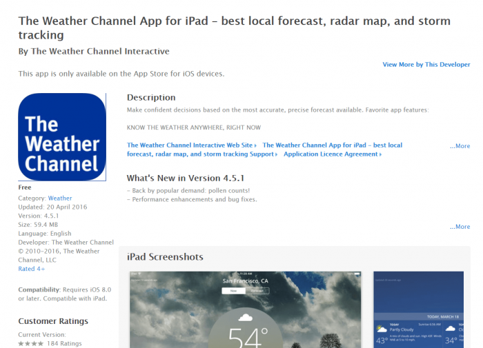 Download Weather App for iPad