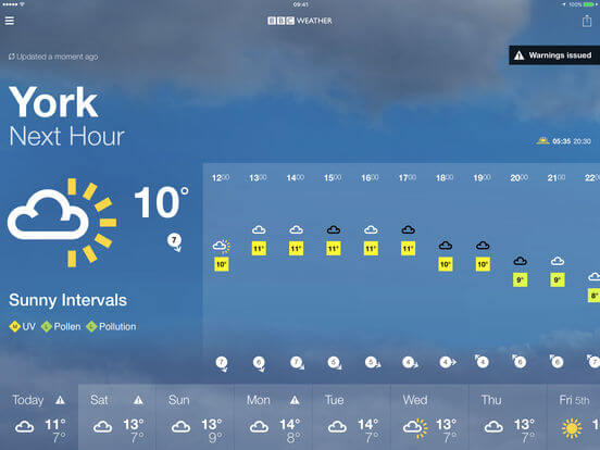 Download BBC Weather App for iPad