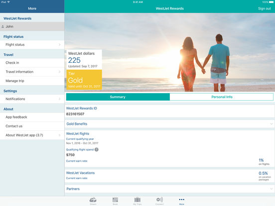 WestJet app for iPad Free Download