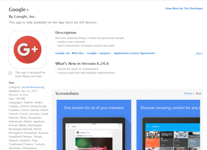 Download Google+ for iPad
