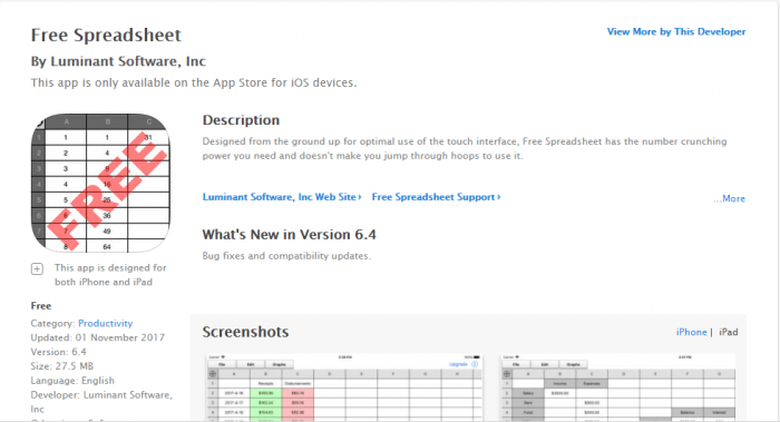 Download Spreadsheet for iPad