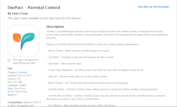 Download Parental Control app for iPad