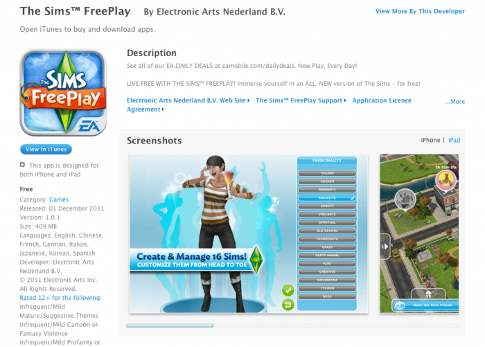 Download The Sims for iPad