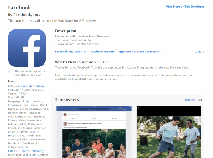 Download Facebook for iPad