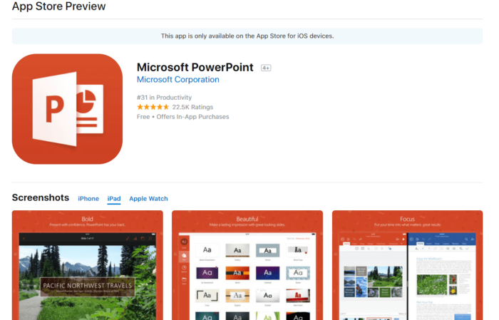 MS PowerPoint for iPad